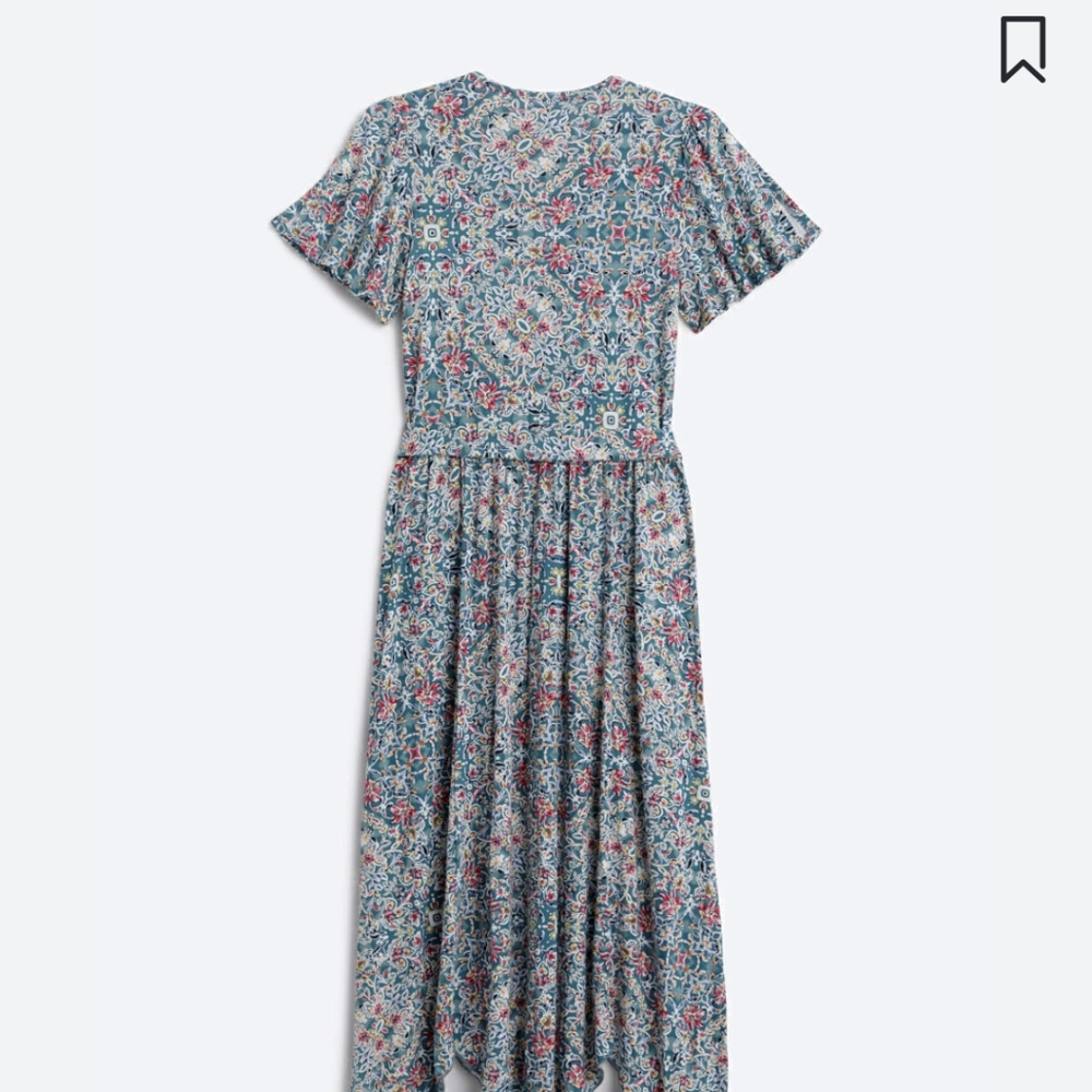 Loveappella Hayven Hankerchief Hem Dress in Teal Green, Large - Picture 2 of 7